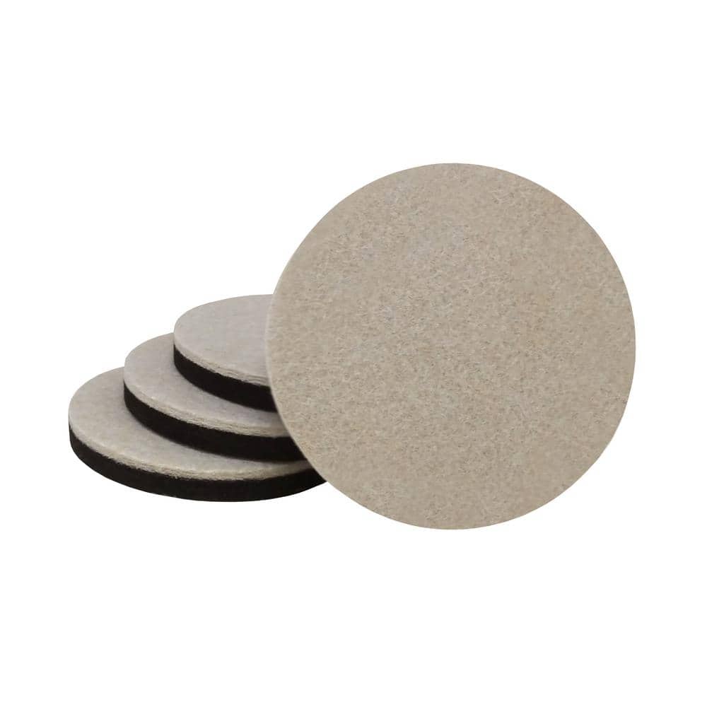 3-1/2 in. Beige Round Self-Adhesive Felt Heavy-Duty Furniture Slider Glides for Hard Floors (4-Pack) price history on PriceWatchPro