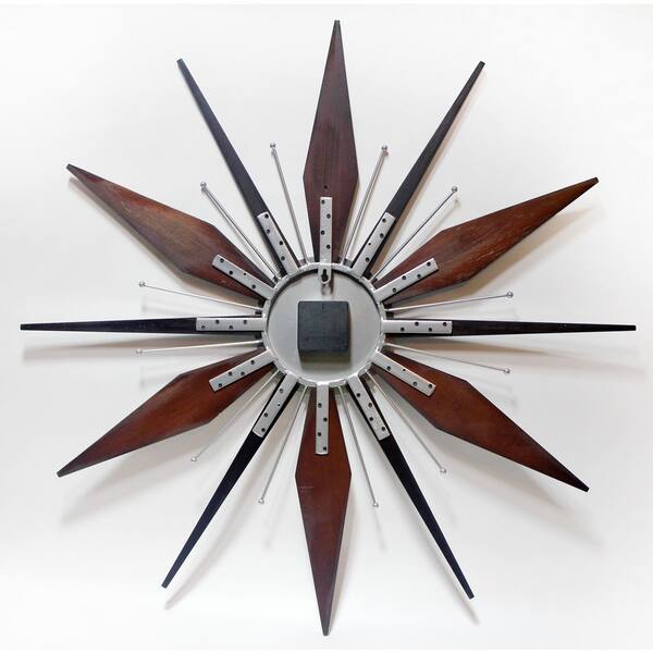 Infinity Instruments Utopia Walnut-Look Starburst Wall Clock