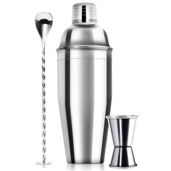 PRIMEPLUS 24 oz. Cocktail Shaker Bar Set, Mixer Drink Shaker and Measuring Jigger and Mixing Spoon Set, Stainless Steel Bar Tools