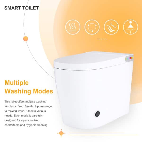JimsMaison Elongated Smart Bidet Toilet 1.19 GPF with Foot Sensing and Auto Flushing
