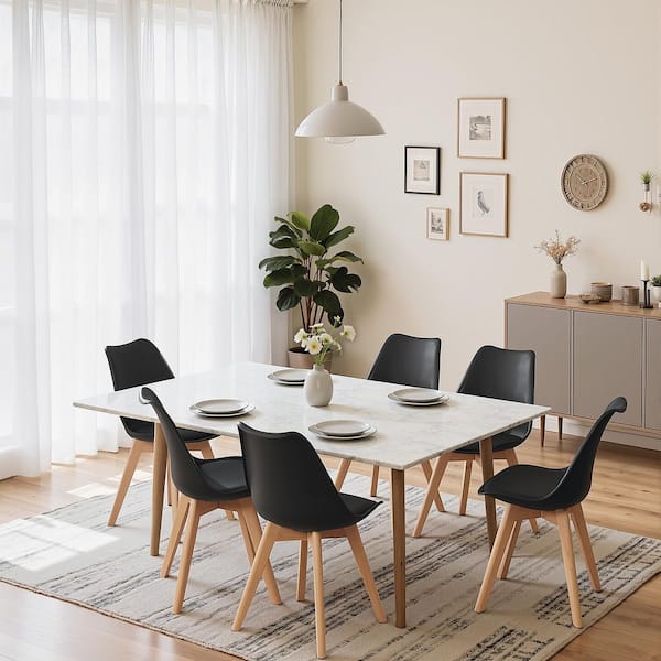 VECELO Modern Dining Chairs (Set of 8) Mid Century Padded Seat