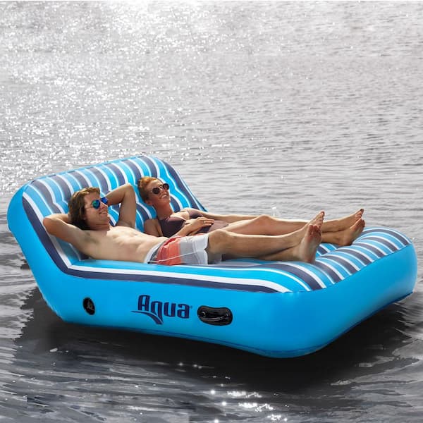 Aqua Heavy Duty Ultra Comfort Inflatable 2 Person Pool Float Recliner Lounger