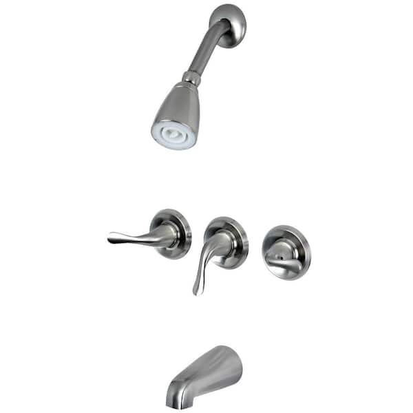 Kingston Brass Yosemite 3-Handle 1-Spray Tub and Shower Faucet in Brushed Nickel (Valve Included)
