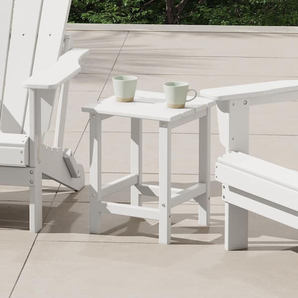 Mason 18 in. White Poly Plastic Fade Resistant Outdoor Patio Square Adirondack Side Table