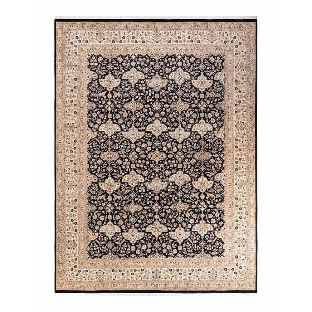 Solo Rugs Mogul One-of-a-Kind Traditional Black 9 ft. 1 in. x 12 ft. 4 ...