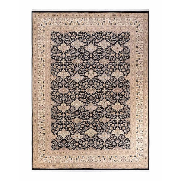 Mogul One-of-a-Kind Traditional Black 9 ft. 1 in. x 12 ft. 4 in. Oriental Area Rug