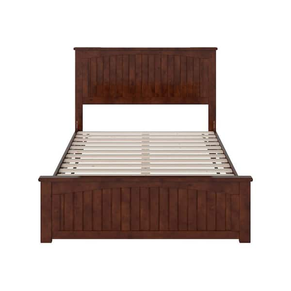 AFI Naples Walnut Brown Solid Wood Frame Full Low Profile Platform Bed ...