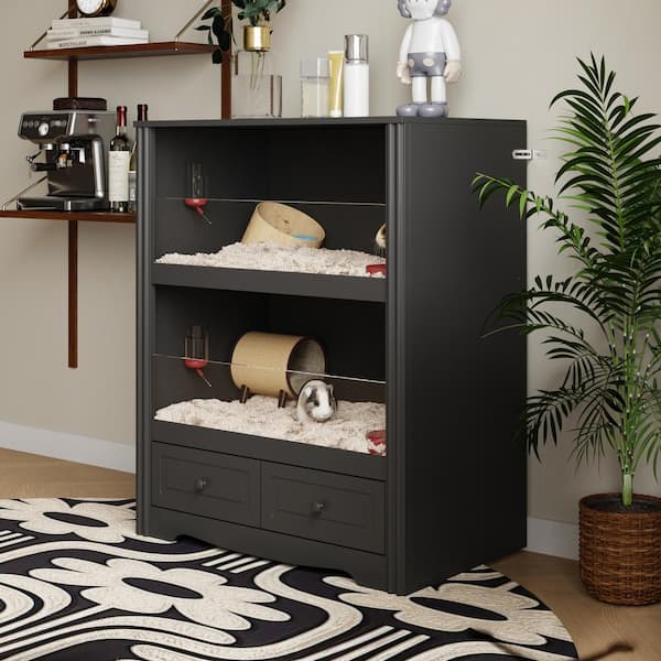 FUFU&GAGA Large Hamster Cage with Storage Cabinet, 2-Tier Small