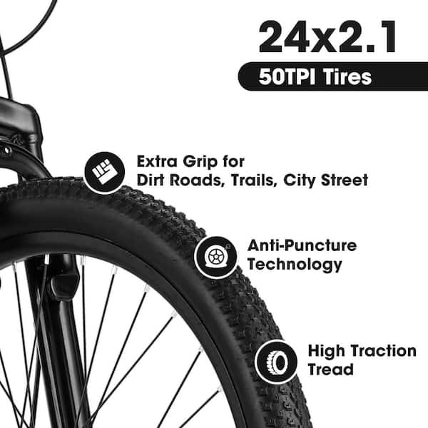 Unbranded - 24 in. White Girls and Boys Shimano 21-Speed Mountain Bike with Dual Disc Brakes and 100 mm Front Suspension