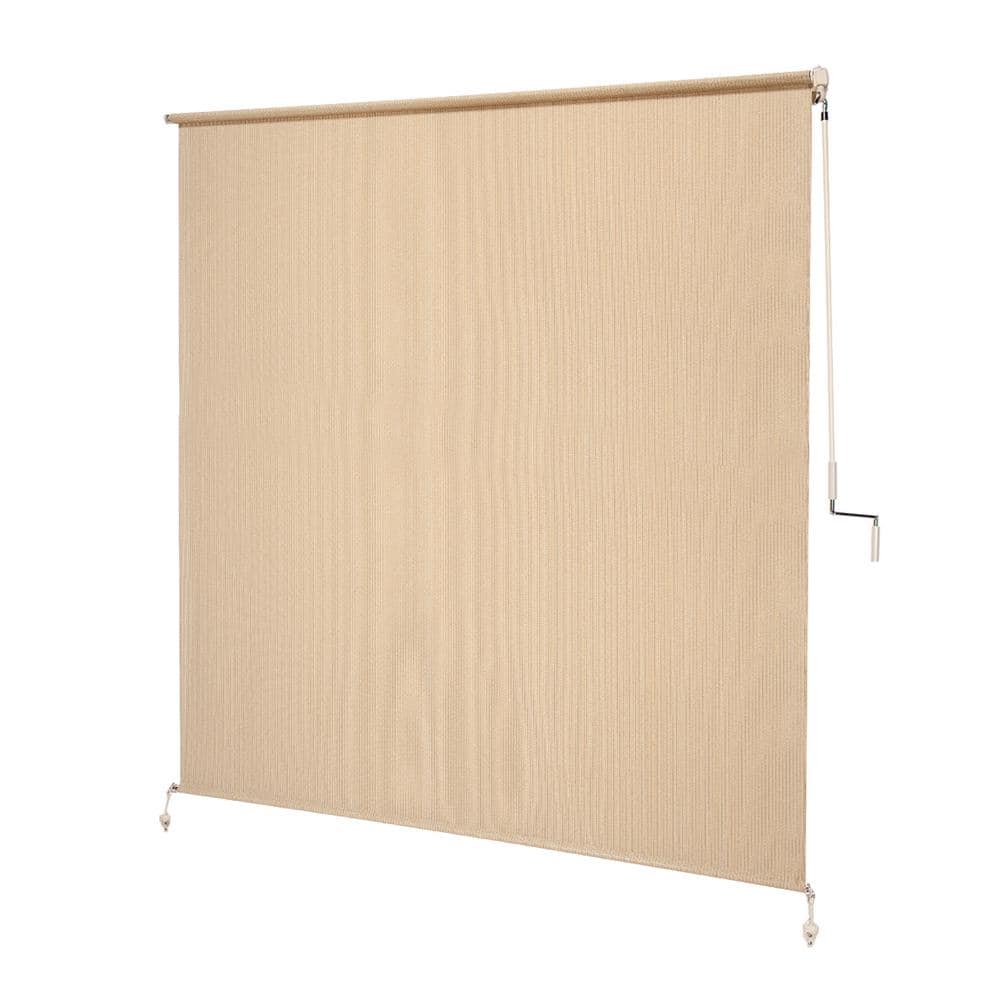Beige Cordless Outdoor Solar Roller Shade 6' x 6'
