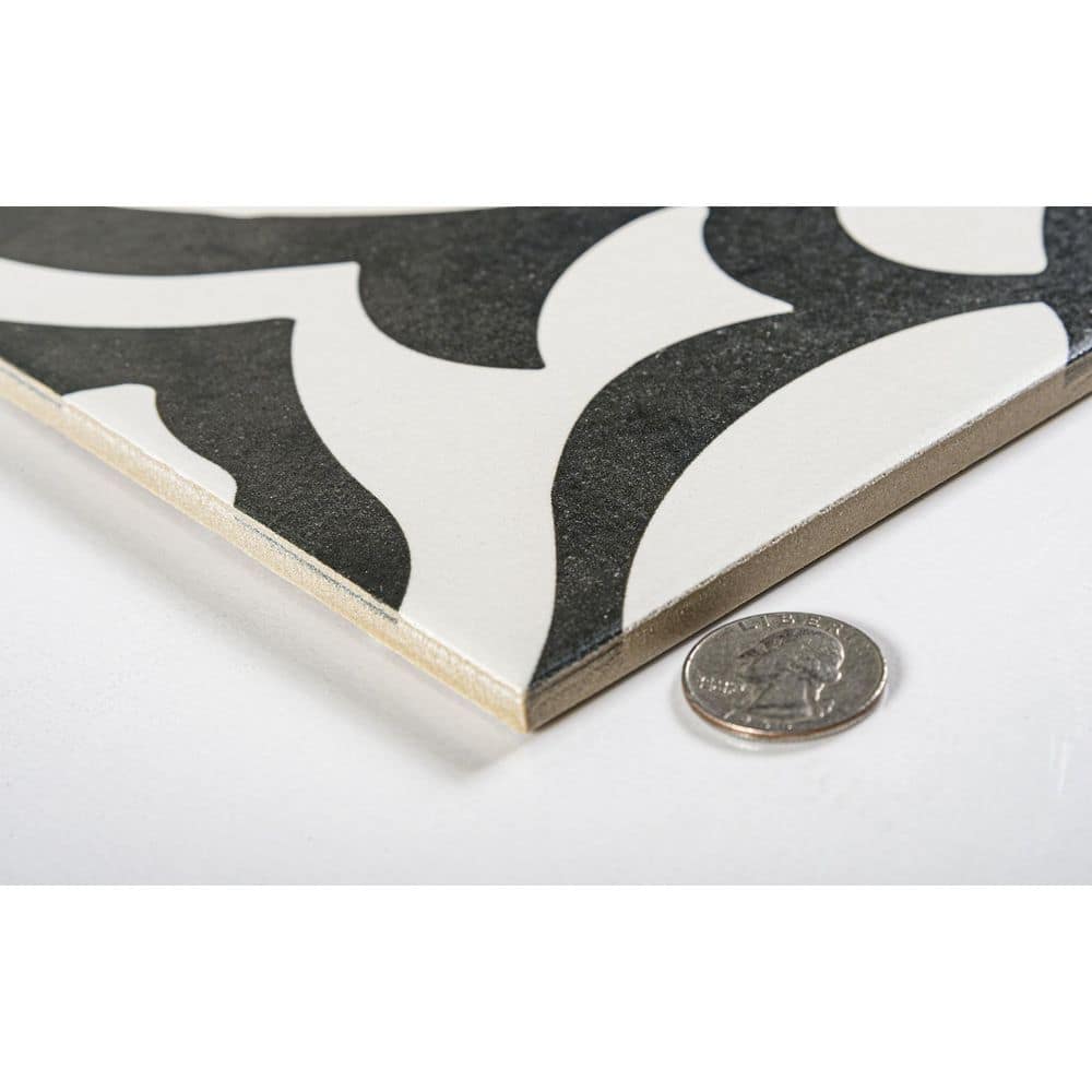 Ti'amo Black and White 8" x 8" Glazed Porcelain Tile