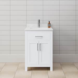 Beckett 24 in. W x 22 in. D x 35 in . H Single Bath Vanity in White with Carrara Cultured Marble Top