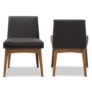 Nexus Dark Grey/Walnut Brown Fabric Dining Chair (Set of 2)