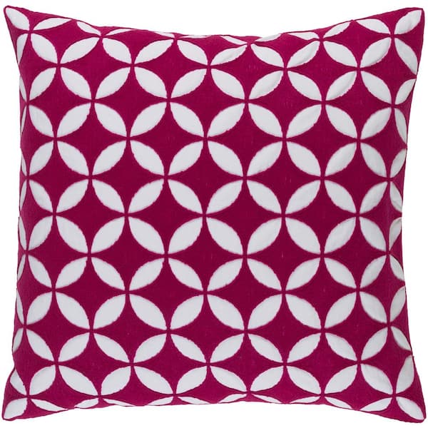 Livabliss Bulstrode Pink Geometric Polyester 18 in. x 18 in. Throw Pillow