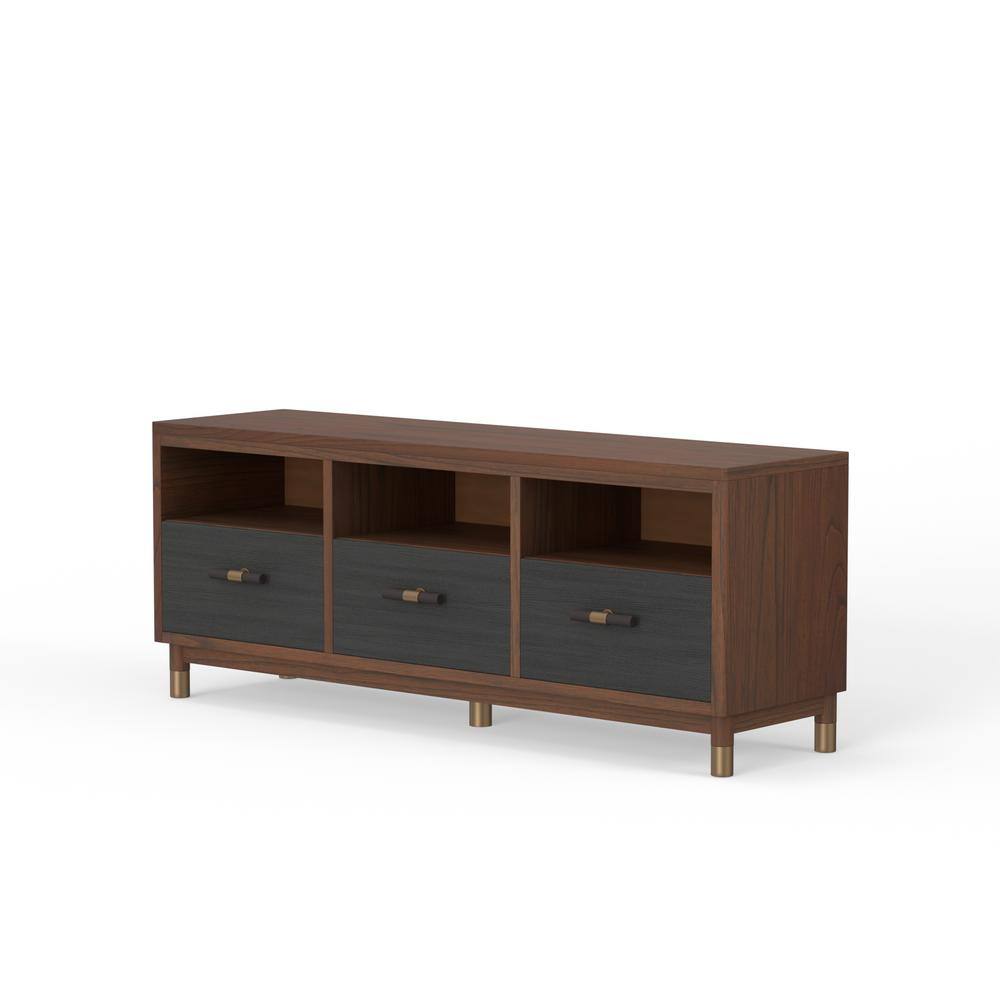 Belham 18 in. L Dark Walnut and Black Rectangle Wood Console Table with Sol