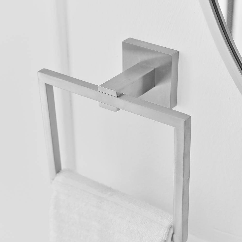 Brushed Nickel Stainless Steel Square Wall Mounted Towel Ring