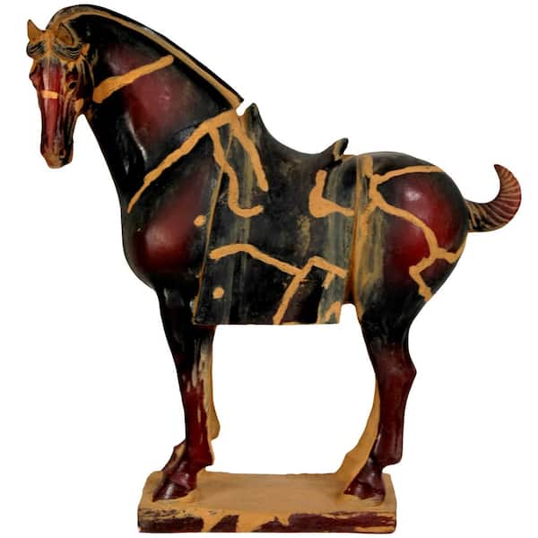 Oriental Furniture 13 in. Chinese Tang Tomb Horse Decorative Statue