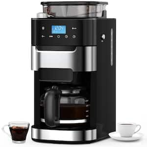 10 Cup Stainless Steel Drip Coffee Maker with Built-In Adjustable Grind & Brew