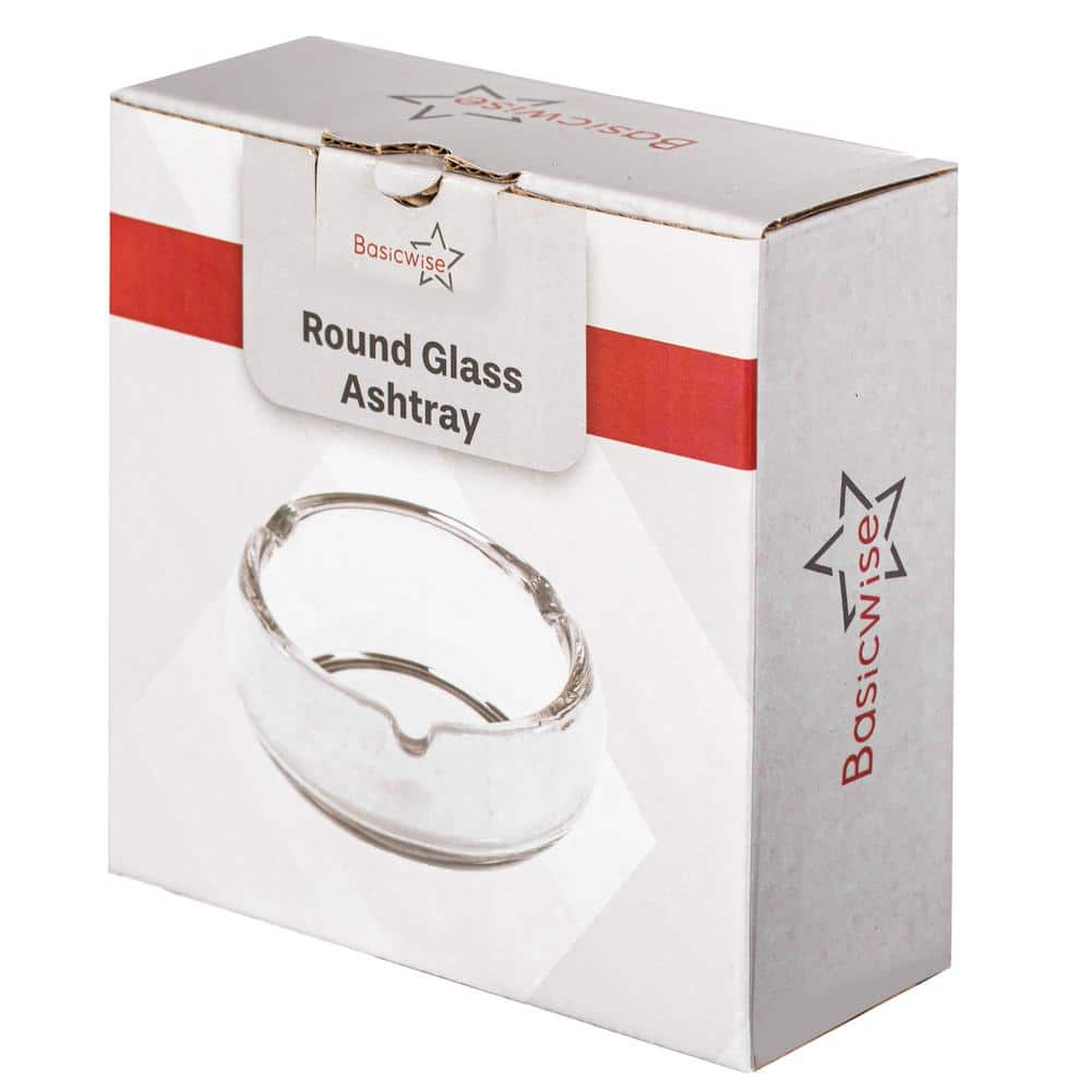 Elegant Clear Glass Round Portable Ashtray for Indoor and Outdoor Use