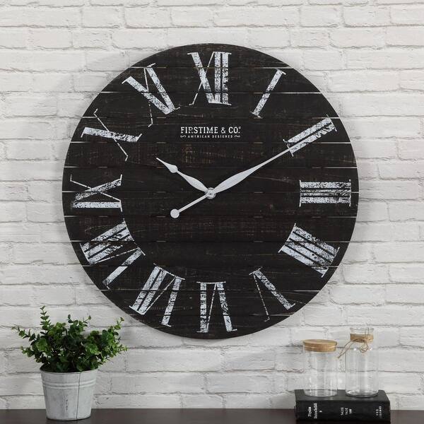FirsTime & Co. 29 in. Midnight Shiplap Clock