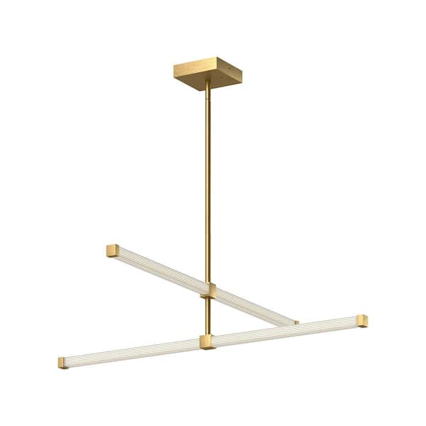 Blade 32 in. 1 Light 20-Watt Brushed Gold Integrated LED Chandelier