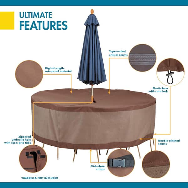 Chair Set Cover With Umbrella Hole, 42 Inch Round Patio Table Cover With Umbrella Hole