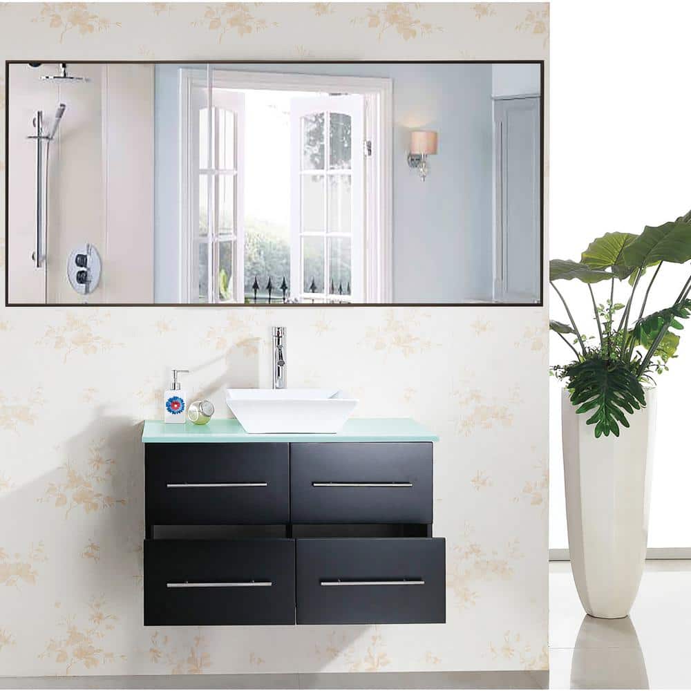 30 in. W x 59 in. H Framed Rectangular Bathroom Vanity Mirror in Bronze
