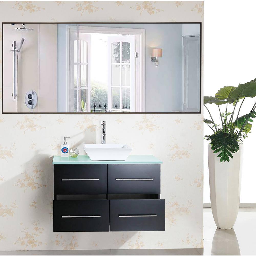 34 in. W x 73 in. H Framed Rectangular Bathroom Vanity Mirror in Bronze