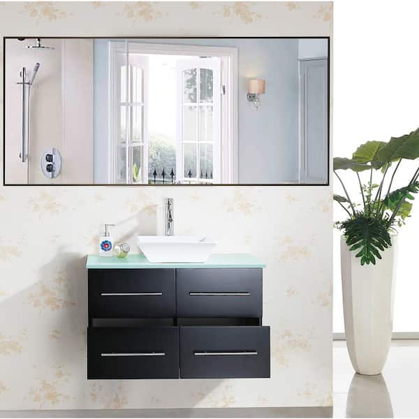 Unbranded 34 in. W x 73 in. H Framed Rectangular Bathroom Vanity Mirror in Bronze