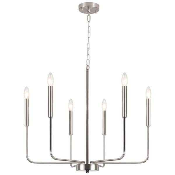 Marshana 6-Light Nickel Traditional Fixture Farmhouse Kitchen Island ...