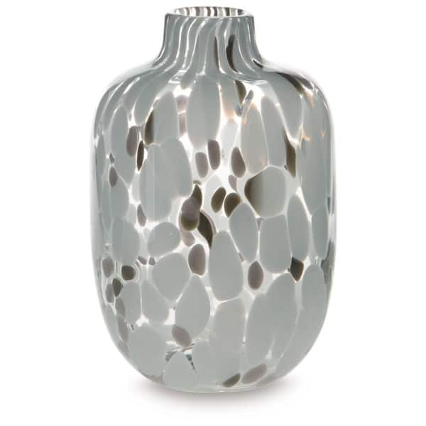Keelton 10 in. White Glass Urn Decorative Vase
