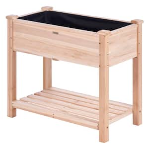 Raised Garden Bed 33.9 in. x 18.1 in. x 30 in. Wooden Planter Box with Hooks on the Side Outdoor Planting Boxes