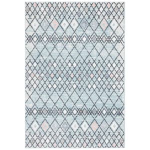 Amsterdam Light Blue/Ivory Doormat 3 ft. x 5 ft. Geometric;Trellis Area Rug