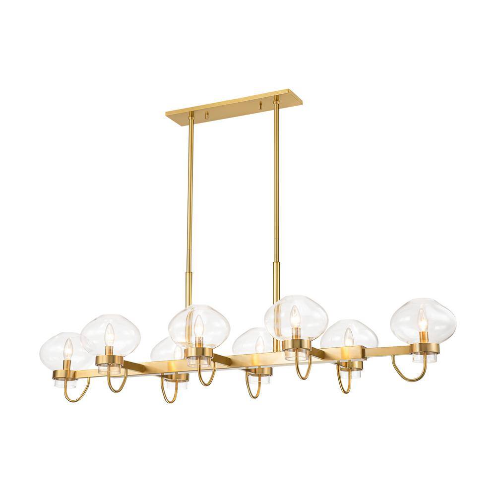 RRTYO Upper 8-Light Gold Transitional Linear Chandelier Glass Bubble ...