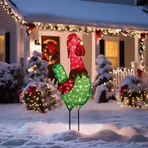 6 ft. H 3D Warm White Light Rooster Christmas Holiday Yard Decoration