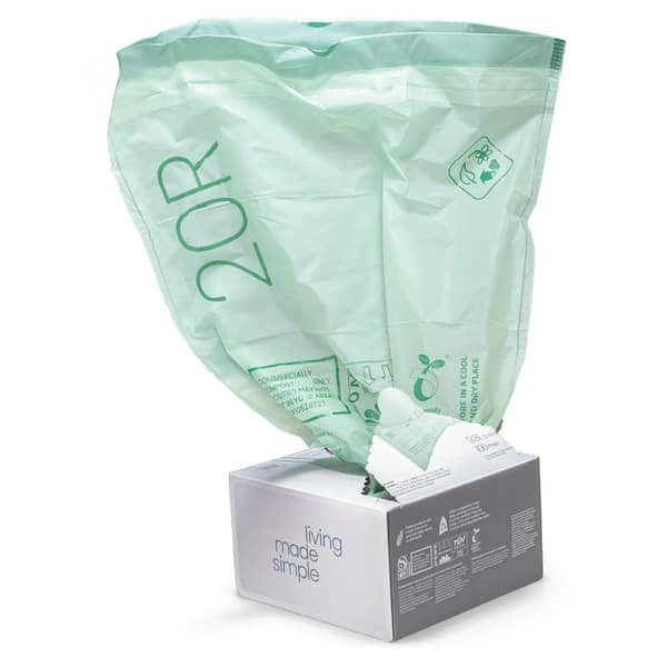 Home Zone Living 5.3 Gal. Compostable Kitchen Trash Bags 60-Count with Drawstring Handle