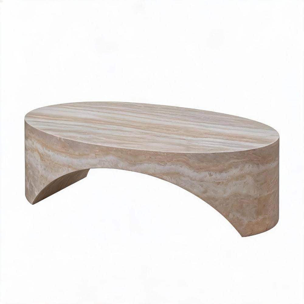 Oval 43.31 in. White Fiberglass Coffee Table Freestanding with Curved Design for Living Room Home Office price history on PriceWatchPro