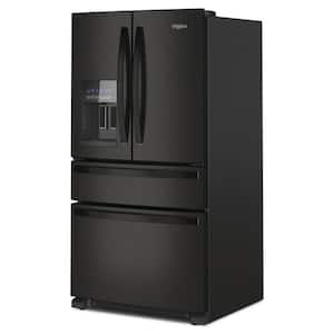 36 in. 24.5 cu. ft. Wide French Door Bottom Mount Refrigerator in Black with Maximum Ice Capacity