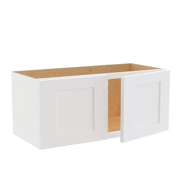 Newport 27 in. W x 12 in. D x 12 in. H Assembled Plywood Wall Bridge Kitchen Cabinet in Pacific White with Soft Close