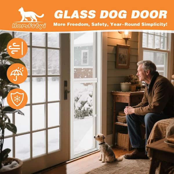Pet and Dog Patio Door Insert 86 in. - 93 in. Adjustable Height Dog Door for Sliding Glass Door w/ Lock 3 x 13 x 93 in.