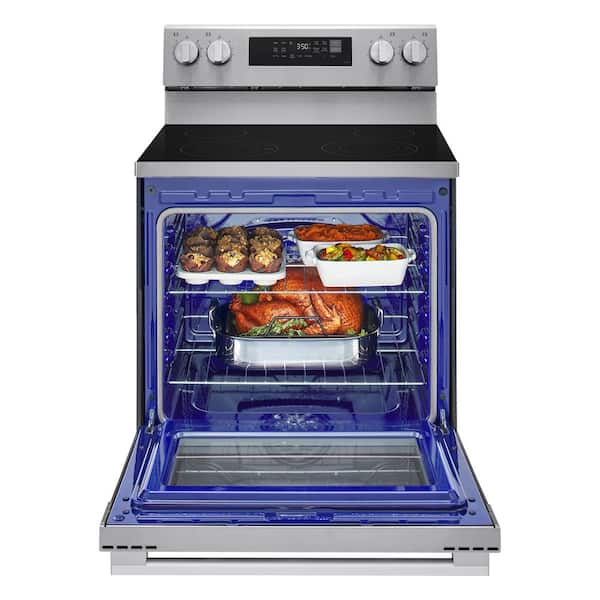 30 in. 6.3 cu. ft. Electric Single Smart Oven Range with Air Fry Fan Convection and EasyClean in Stainless Steel