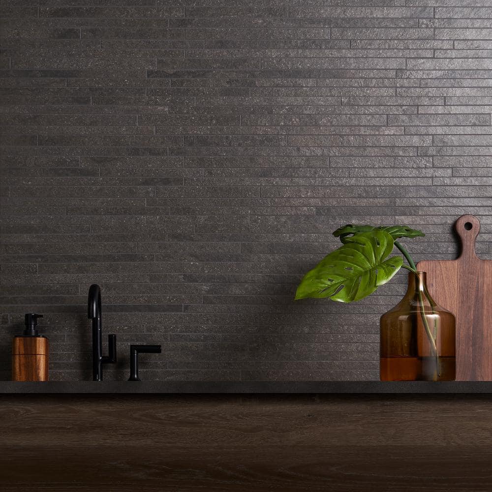 Dominion Black Matte Porcelain Mosaic Tile 12" x 24"