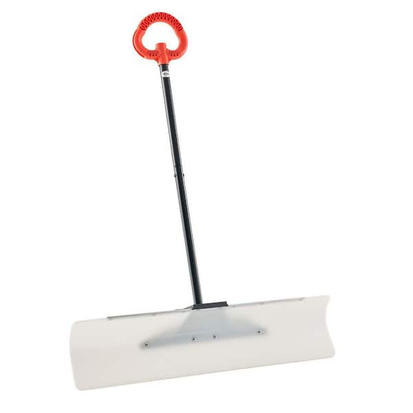 Snow Pusher Shovel, 40.55 in. Metal, Handle, Plastic, Snow Shovel, Outdoor Snowplow Shovel with Ergonomic Grip