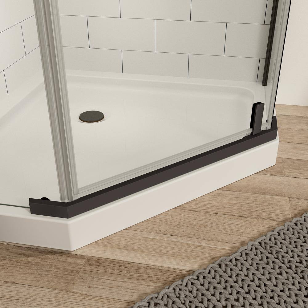 Matte Black Neo-Angle Frameless Pivot Shower Door with Clear Glass