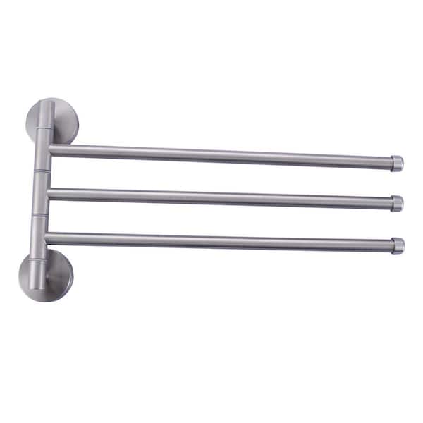 ARCORA Round 13 in. Folding Wall Mounted Towel Rack in Brushed Nickel