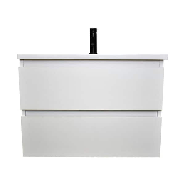 VOLPA USA AMERICAN CRAFTED VANITIES Salt 24 in. W x 20 in. D Bath Vanity in Glossy white with Acrylic Vanity Top in White with White Basin