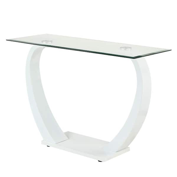 Tafthall 48 in. White Rectangle Glass Console Table