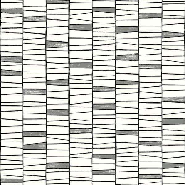 STACY GARCIA HOME Monochrome Organic Stripe Vinyl Peel and Stick Wallpaper Roll 30.75 sq. ft.