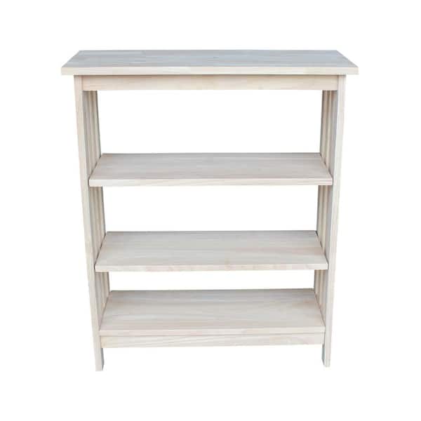 36 in. Unfinished Wood 3-shelf Standard Bookcase with Adjustable Shelves