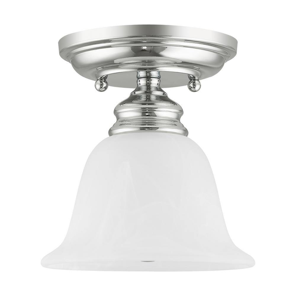 Essex Polished Chrome 6.25" Flush Mount Ceiling Light with Alabaster Glass